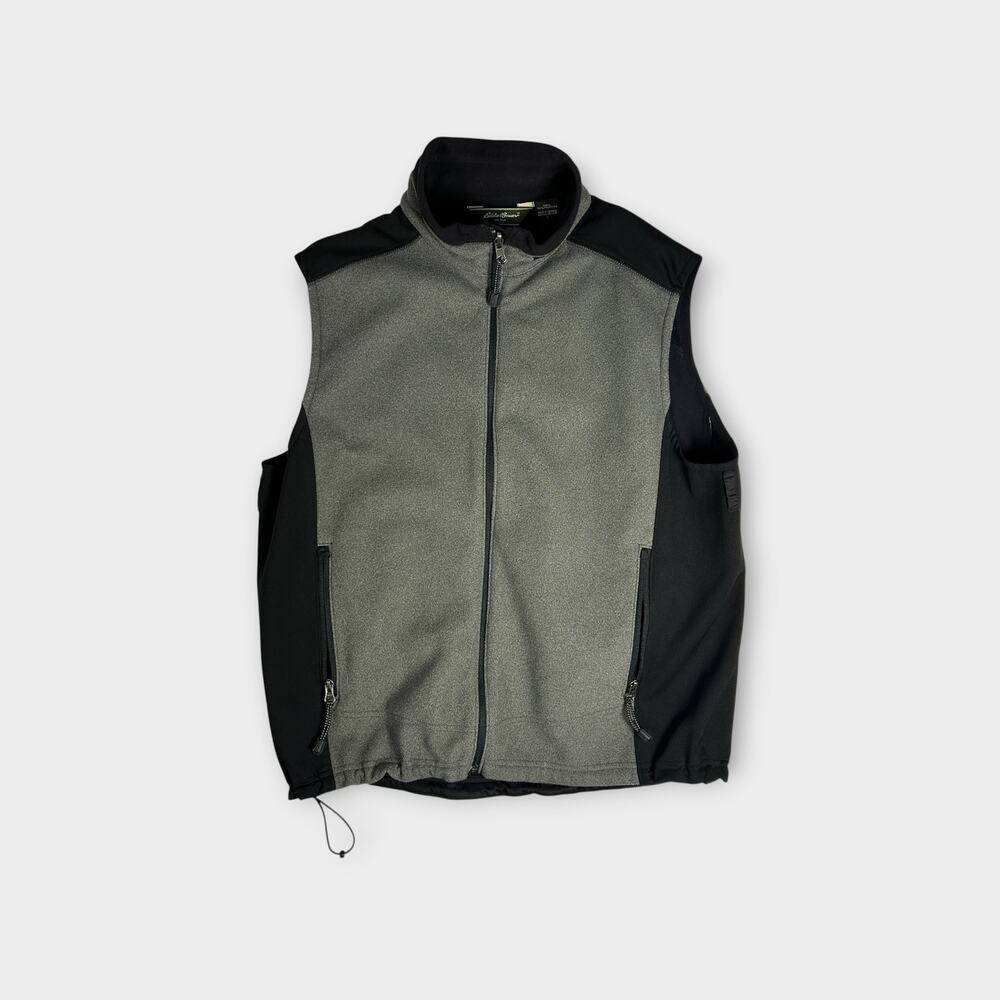 Eddie Bauer Full-Zip Fleece Vest Men's Large Gray Black Colorblock